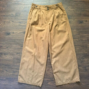 Madewell Harlow Linen Boho Wide Leg Carmel Pleated Pants Women’s Size 8P